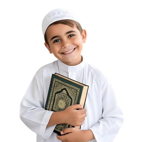 Young student smiling while holding the Qur’an